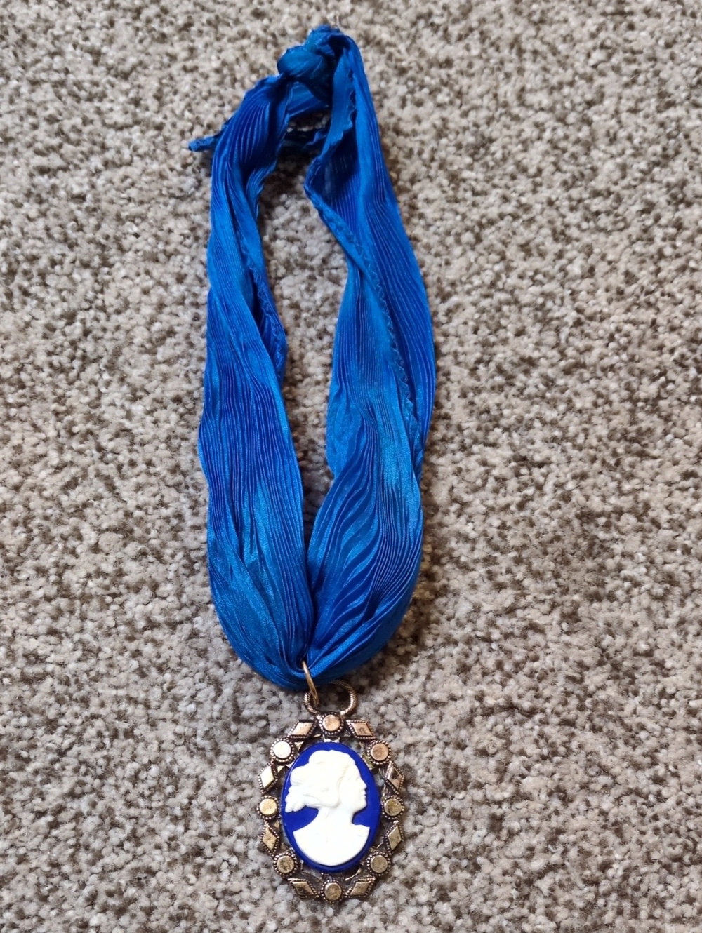 Vintage Cameo On Silk Choker